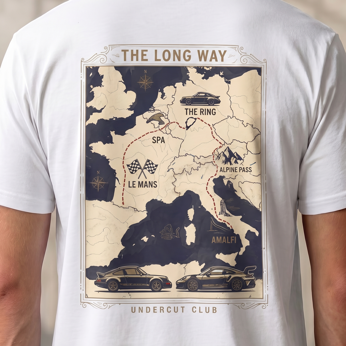 Camiseta Porsche 911 "The Long Way" Atlas — Edición Grand Tour - Vol. 08