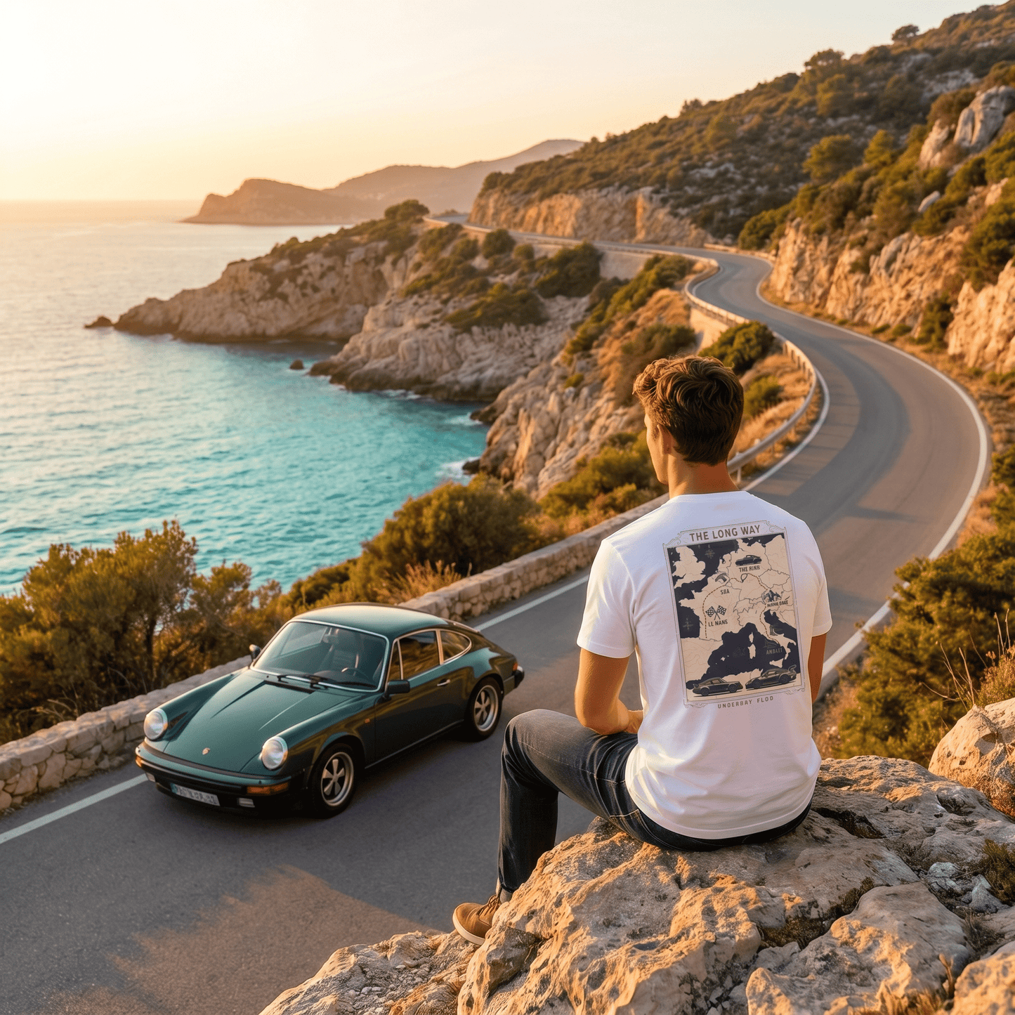 Camiseta Porsche 911 "The Long Way" Atlas — Edición Grand Tour - Vol. 08